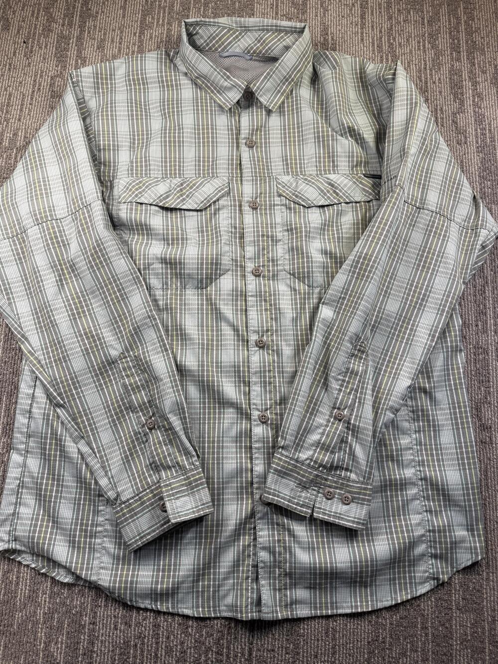 Columbia Shirt Mens XL Gray Plaid Long Sleeve Button Up Casual Twill Outdoor